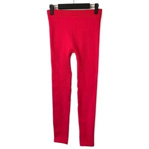 Hot pink stretch knitted crotchet fleece leggings pants